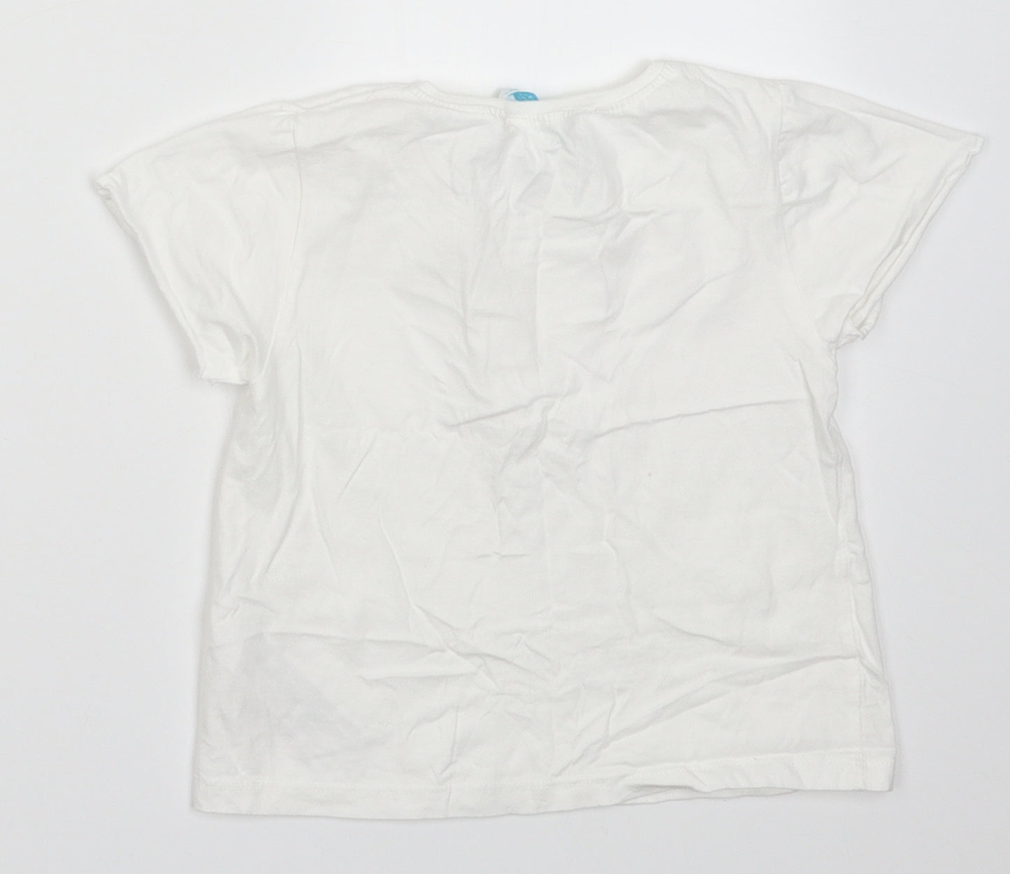 Primark Girls White  Cotton Basic T-Shirt Size 8-9 Years Crew Neck Pullover