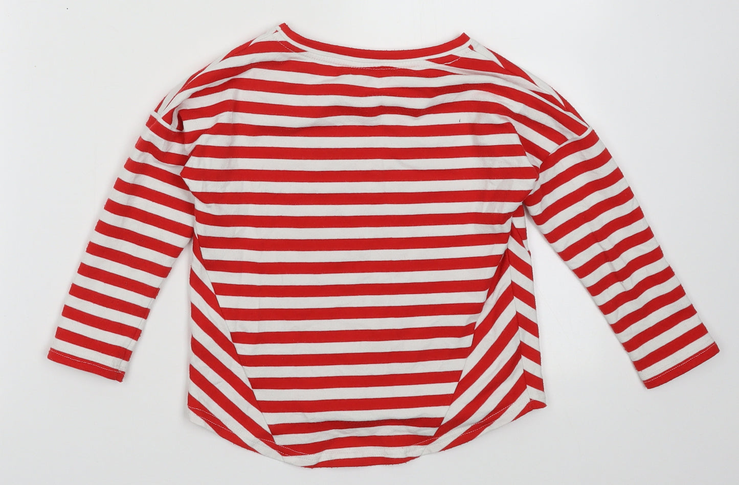 Nutmeg Boys Red Striped Polyester Basic Casual Size 5-6 Years Crew Neck Pullover