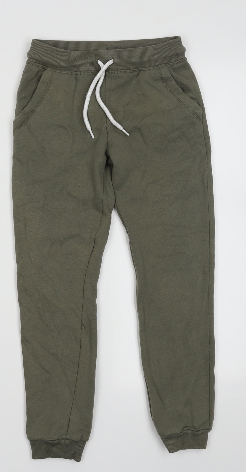 Primark Boys Green  Cotton Jogger Trousers Size 7-8 Years  Regular Tie
