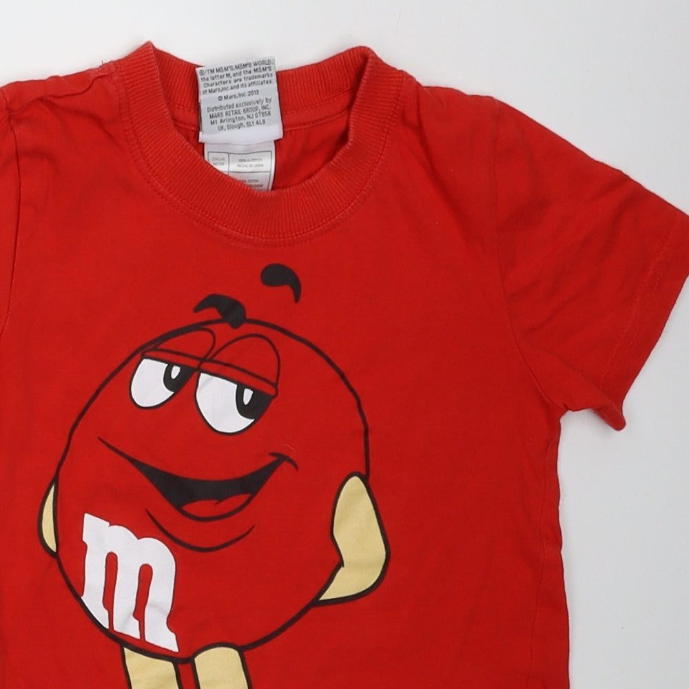 Preworn Boys Red  Cotton  Pyjama Set Size 7-8 Years  Pullover - M&Ms