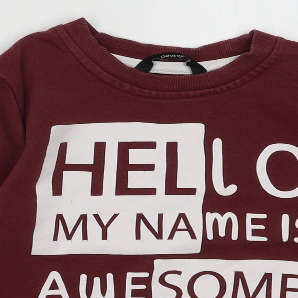 George Boys Purple  Cotton Pullover Sweatshirt Size 2-3 Years  Pullover - hello my name is awesome dude