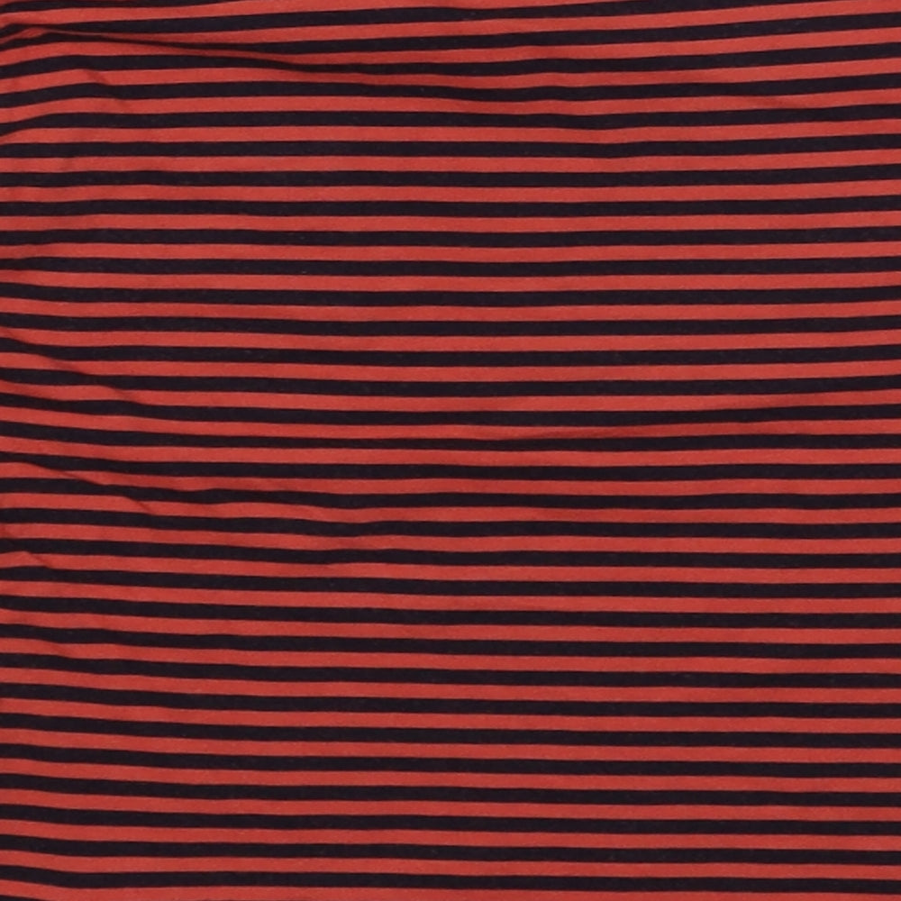 Zara Boys Red Striped Cotton Basic Casual Size 18-24 Months Crew Neck Button