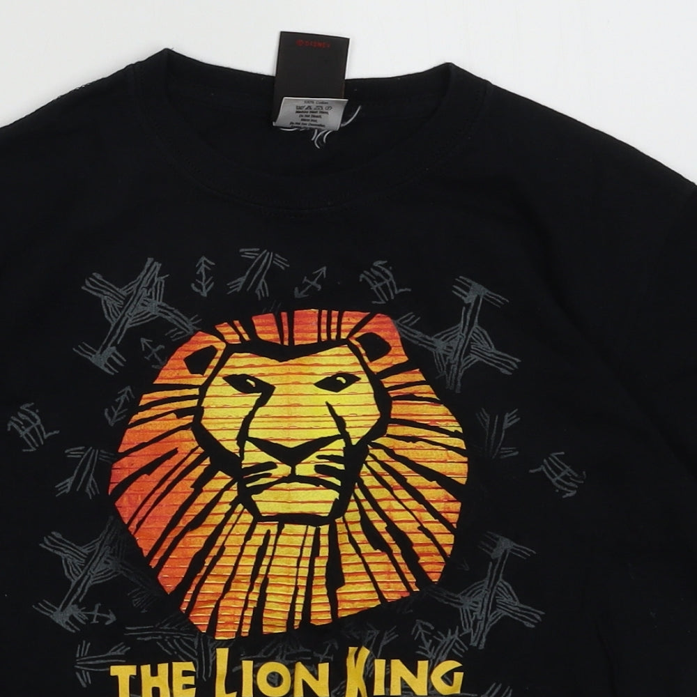 Disney Boys Black  Cotton Basic T-Shirt Size 5-6 Years Crew Neck Pullover - the lion king