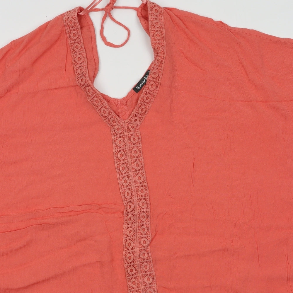 bonmarch Womens Pink  Viscose Basic T-Shirt Size M V-Neck