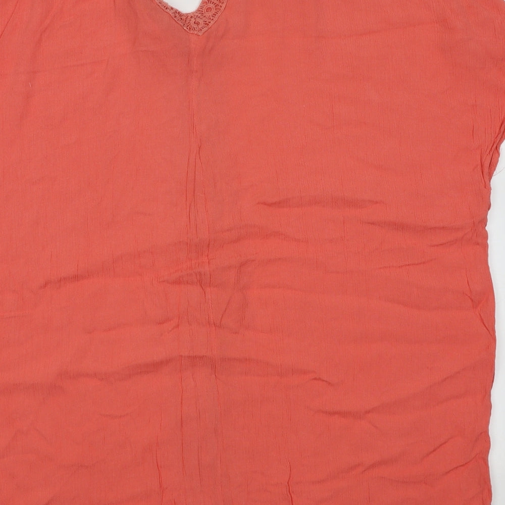 bonmarch Womens Pink  Viscose Basic T-Shirt Size M V-Neck