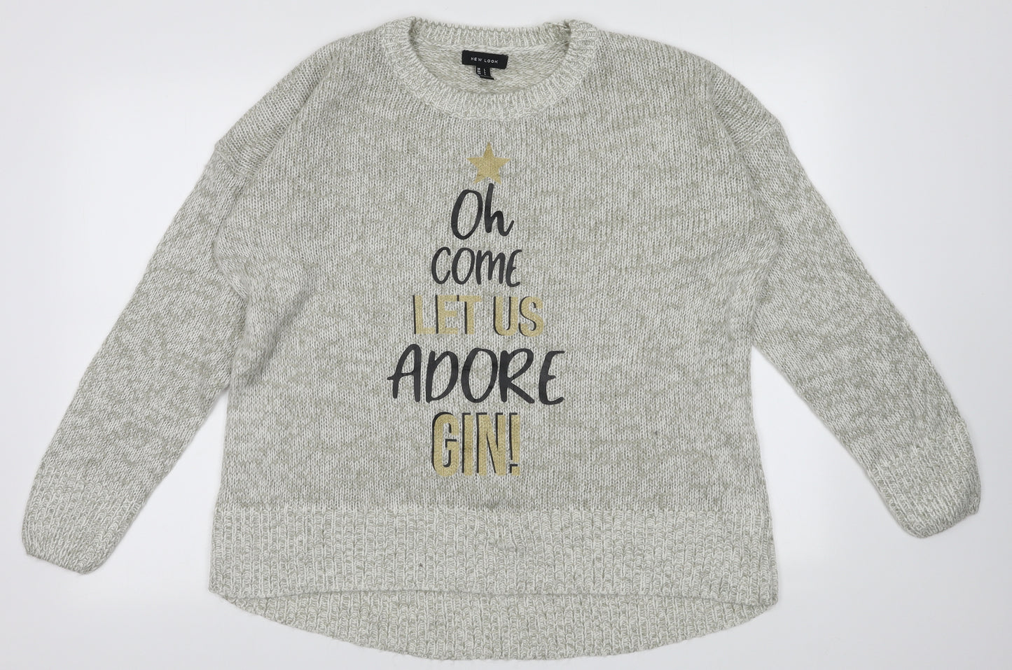 New Look Womens Beige  Acrylic Pullover Sweatshirt Size L  Pullover - adore gin