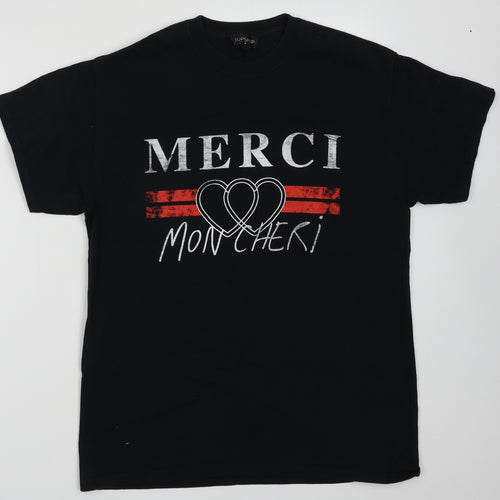 Topshop Womens Black  Cotton Basic T-Shirt Size M Crew Neck - Merci