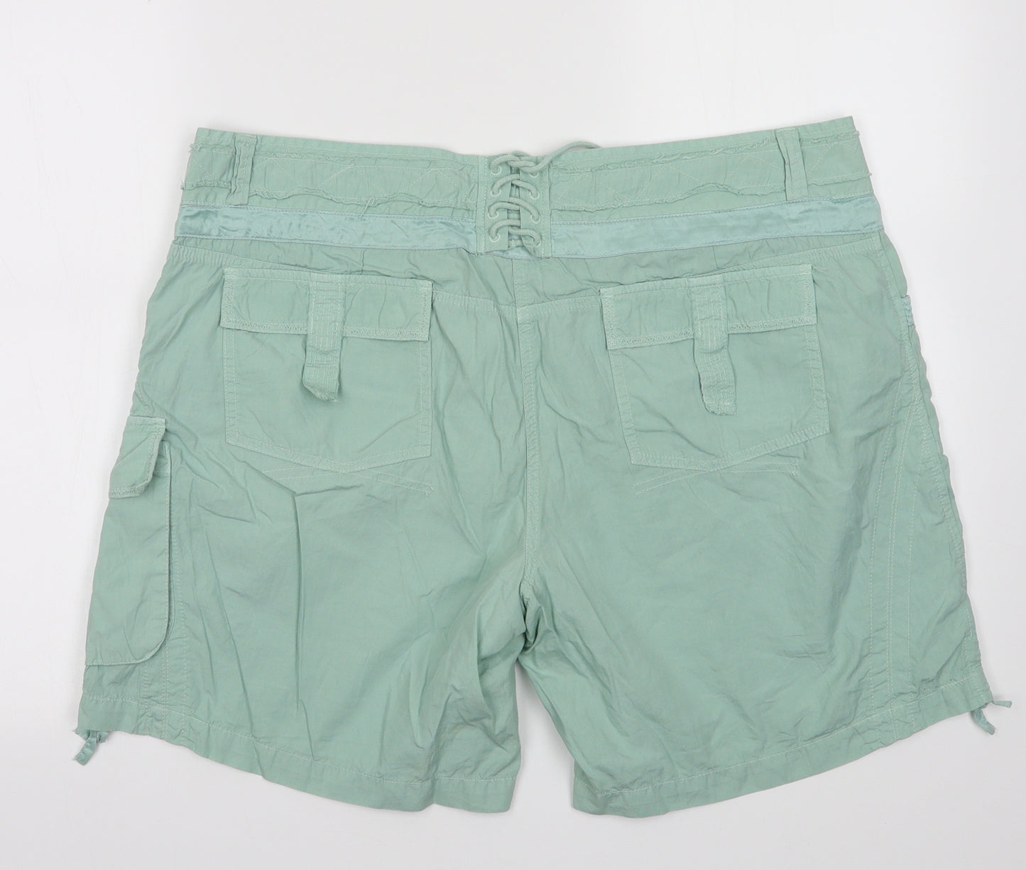 NEXT Womens Green  Cotton Bermuda Shorts Size 18 L10 in Regular Button