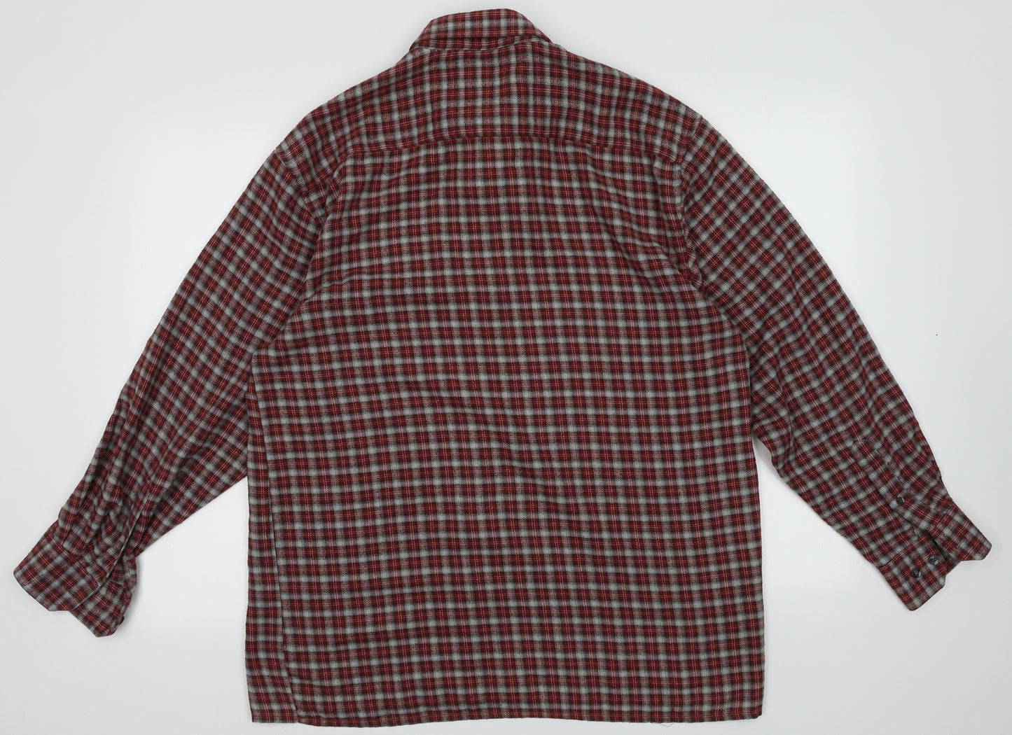 The classic shirt company Mens Red Check Polyester  Button-Up Size M Collared Button