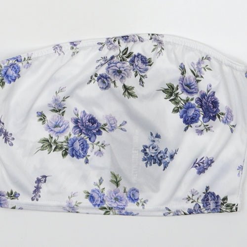 PRETTYLITTLETHING Womens Purple Floral Polyester Tunic Tank Size 8 Off the Shoulder