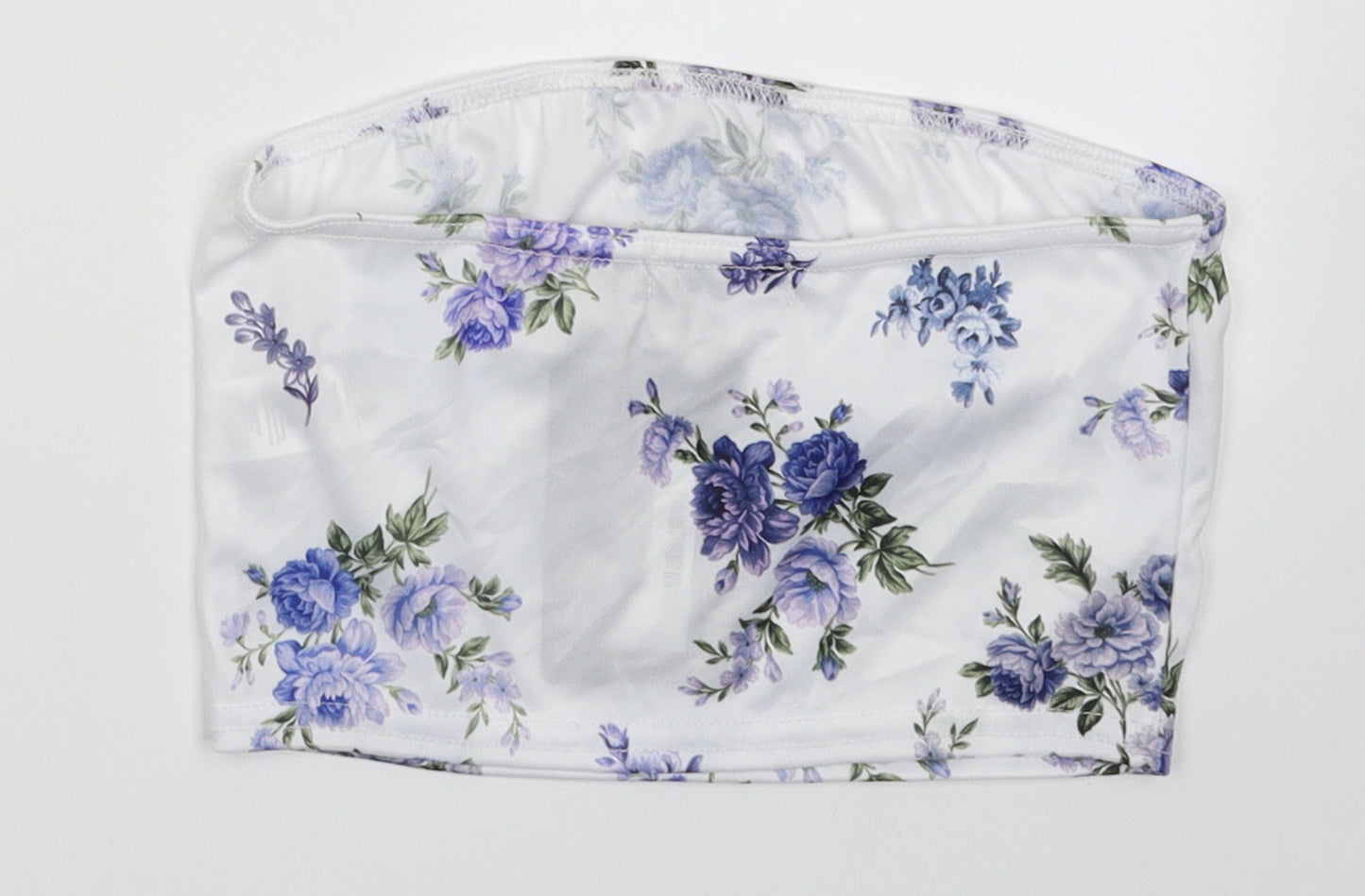 PRETTYLITTLETHING Womens Purple Floral Polyester Tunic Tank Size 8 Off the Shoulder