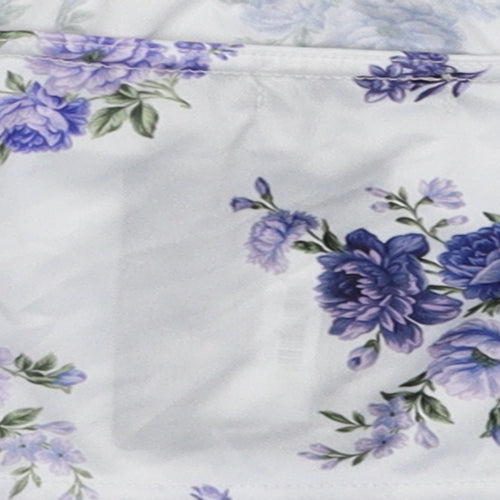 PRETTYLITTLETHING Womens Purple Floral Polyester Tunic Tank Size 8 Off the Shoulder
