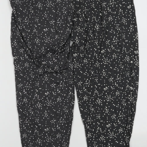 Marks and Spencer Womens Grey Geometric Viscose Trousers  Size 10 L28 in Relaxed  - Star Pattern