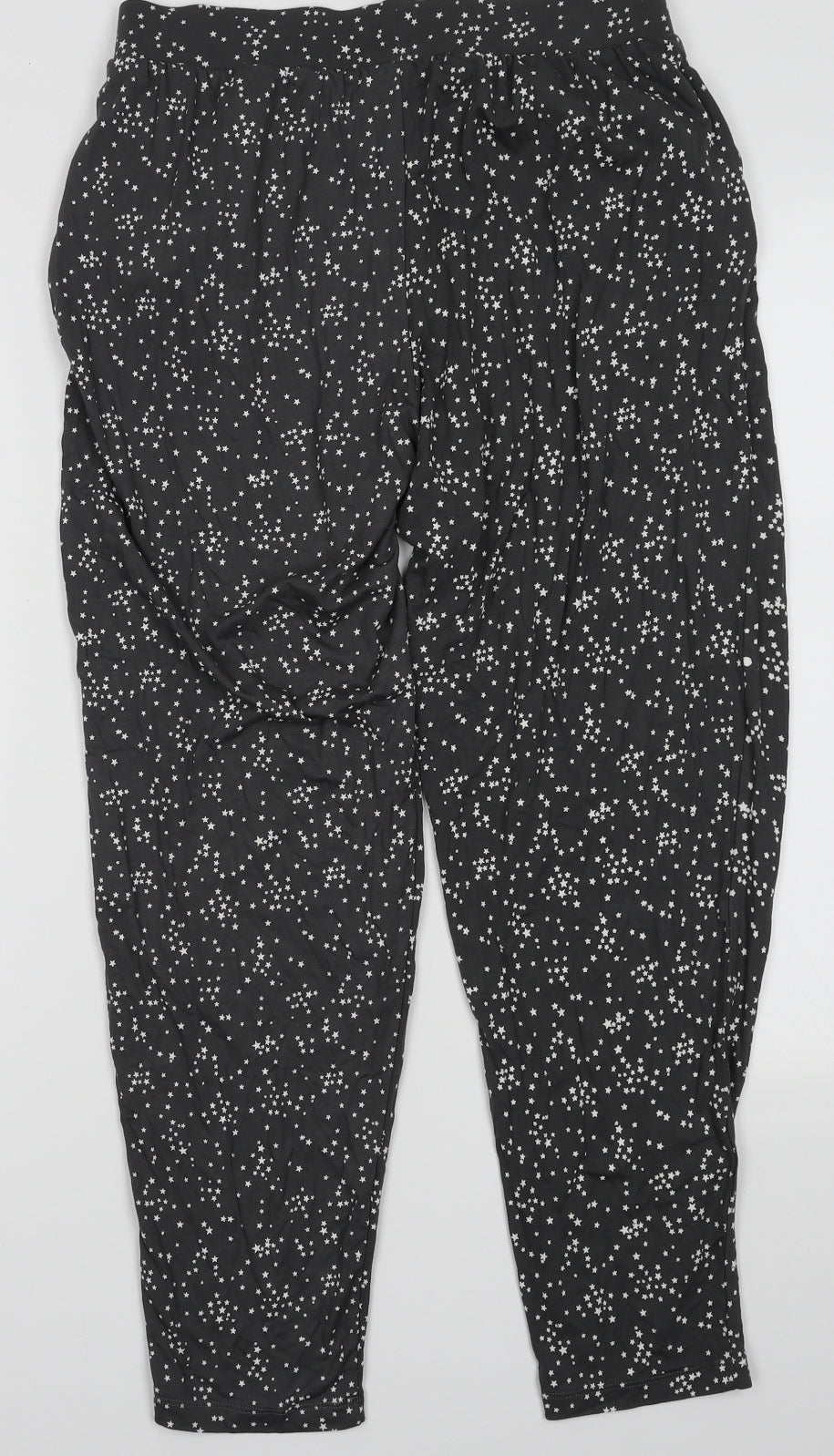 Marks and Spencer Womens Grey Geometric Viscose Trousers  Size 10 L28 in Relaxed  - Star Pattern