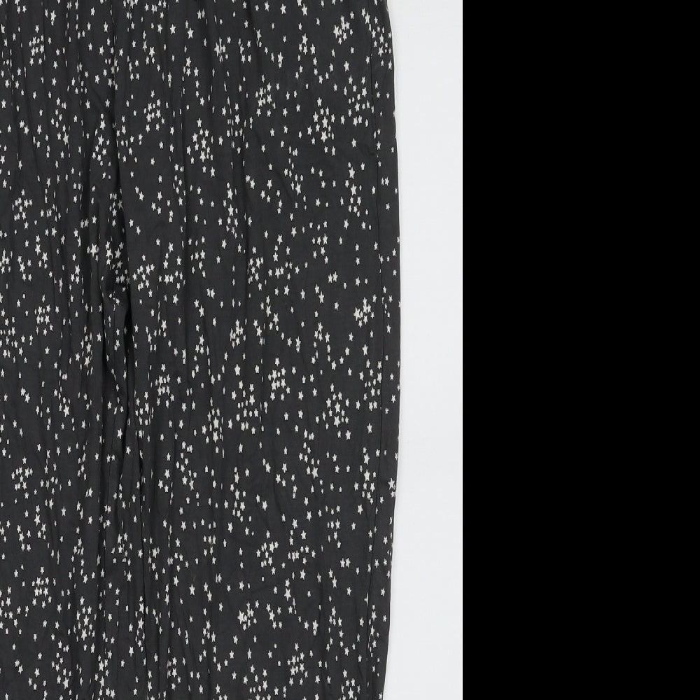 Marks and Spencer Womens Grey Geometric Viscose Trousers  Size 10 L28 in Relaxed  - Star Pattern