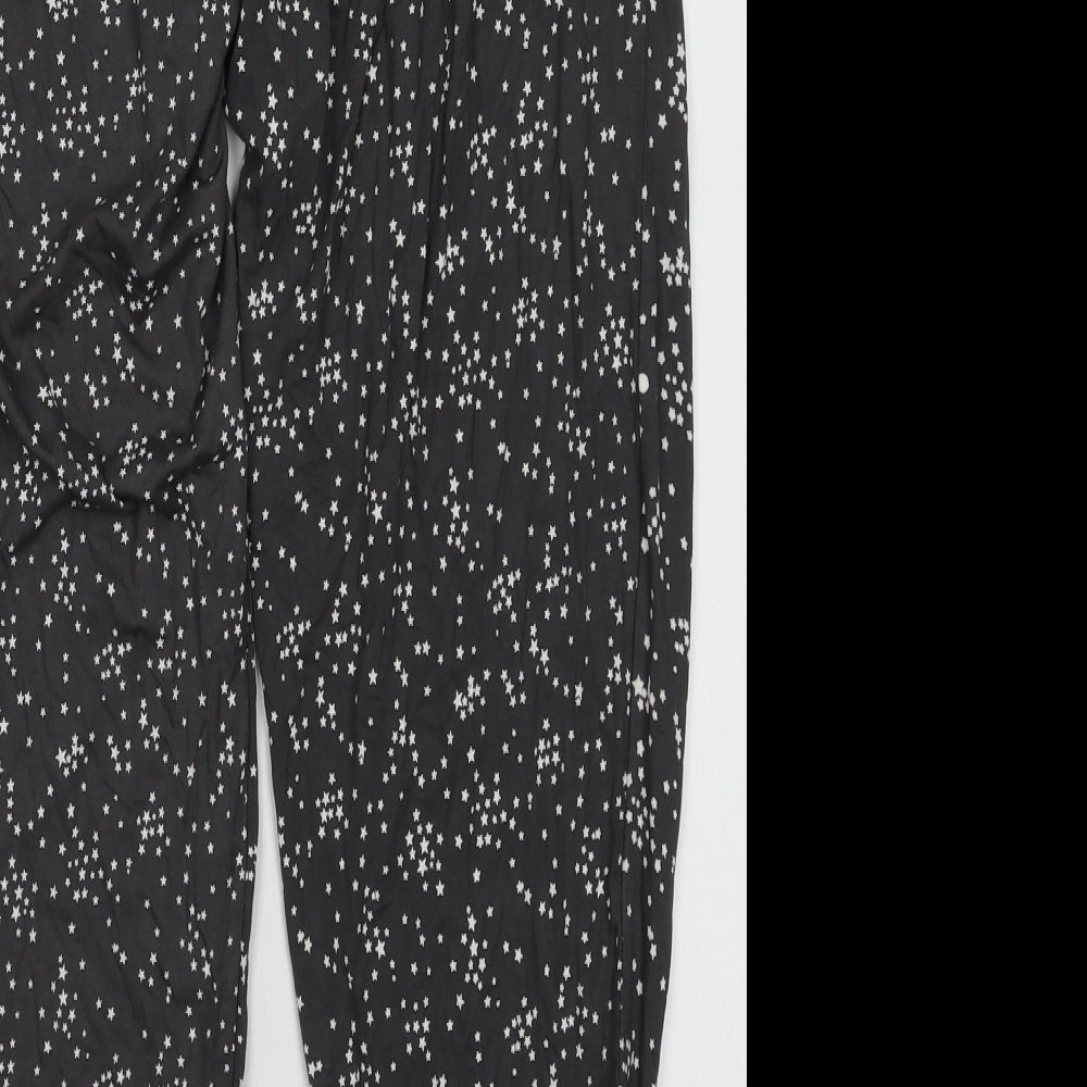 Marks and Spencer Womens Grey Geometric Viscose Trousers  Size 10 L28 in Relaxed  - Star Pattern