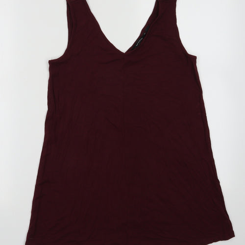 Halston Womens Red  Modal Basic Tank Size XS V-Neck