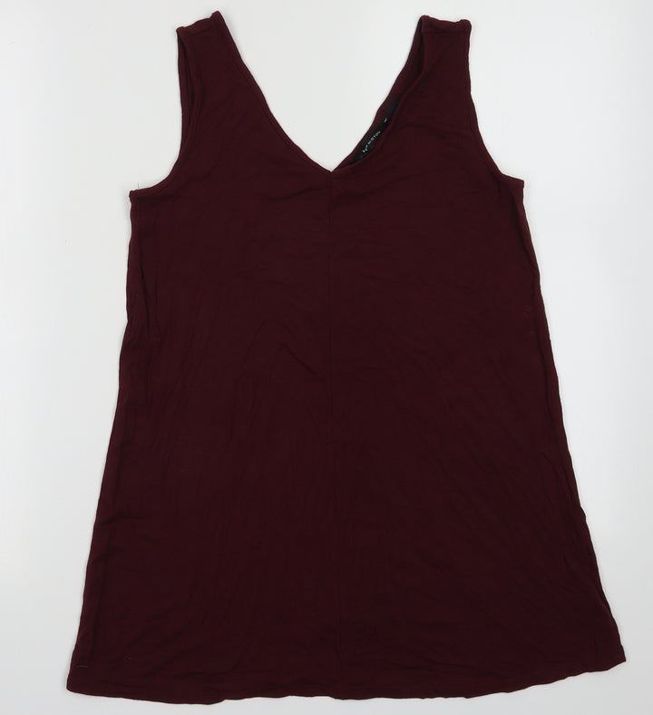 Halston Womens Red  Modal Basic Tank Size XS V-Neck