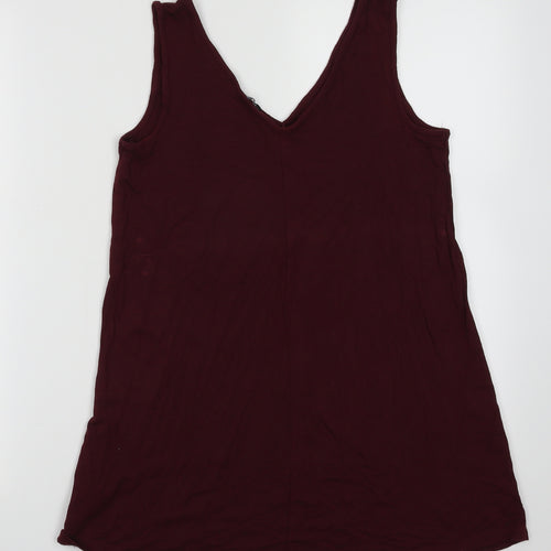 Halston Womens Red  Modal Basic Tank Size XS V-Neck