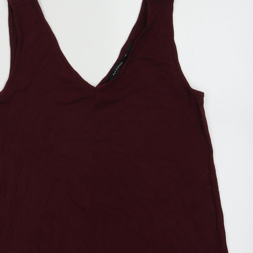 Halston Womens Red  Modal Basic Tank Size XS V-Neck