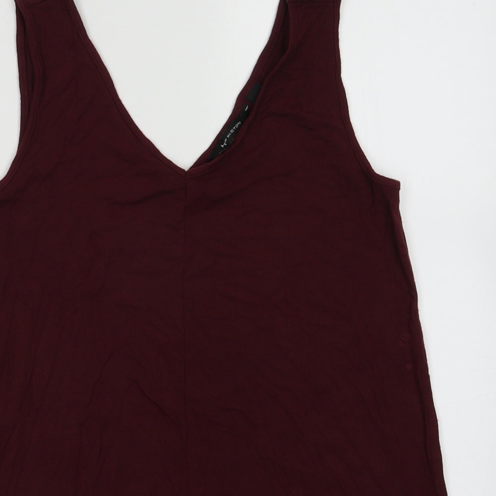 Halston Womens Red  Modal Basic Tank Size XS V-Neck