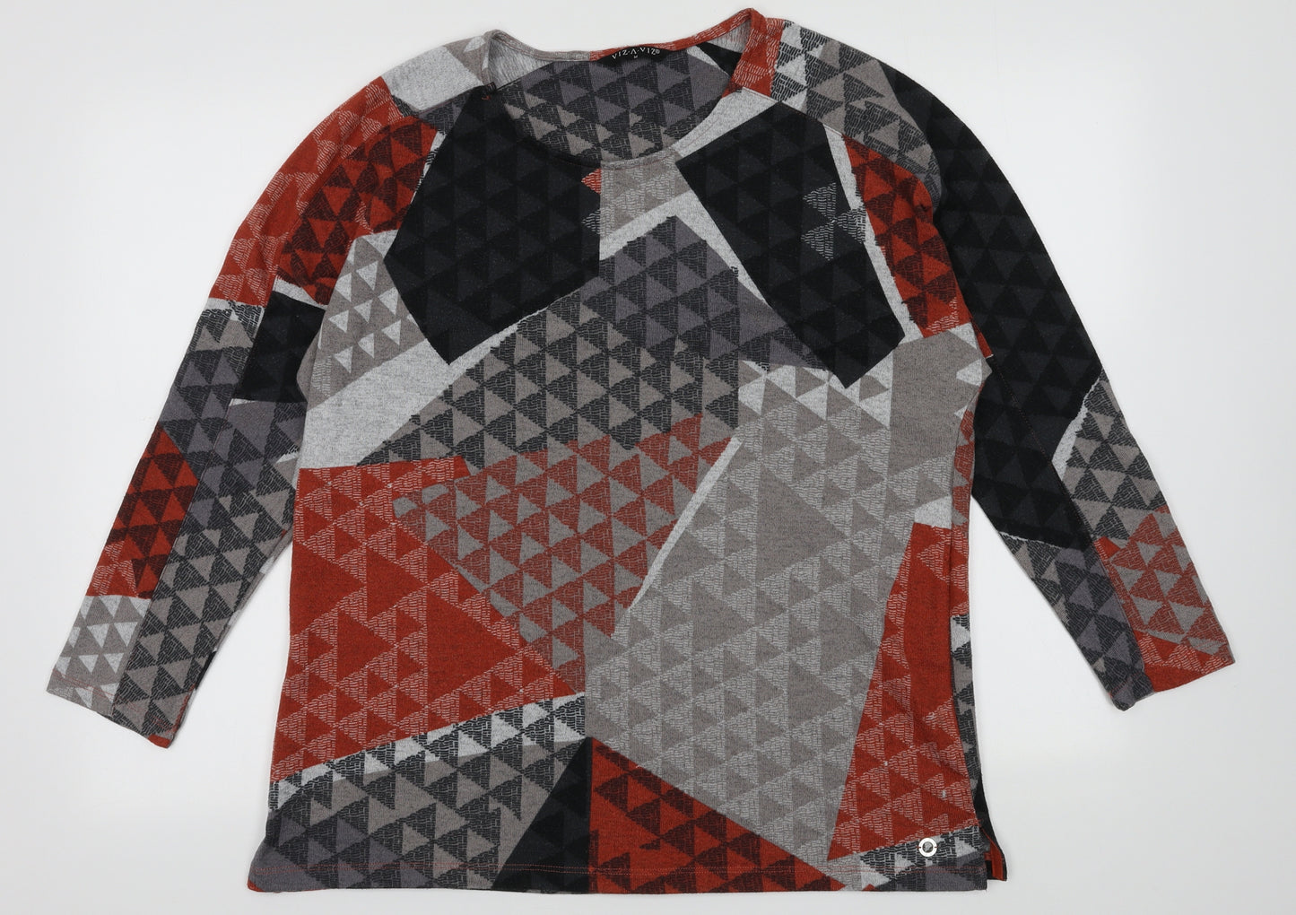 Viz a Viz Womens Multicoloured Geometric Polyester Pullover Sweatshirt Size M  Pullover
