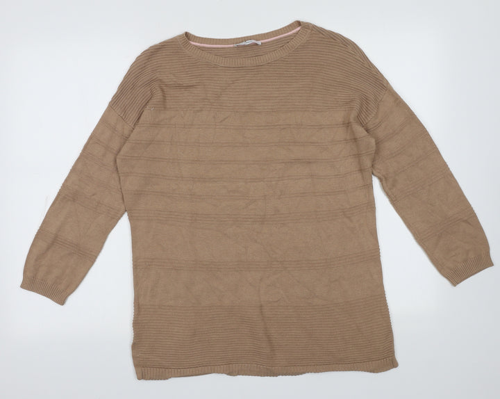 Isaac Mizrahi Womens Brown Striped Cotton Pullover Sweatshirt Size M  Pullover
