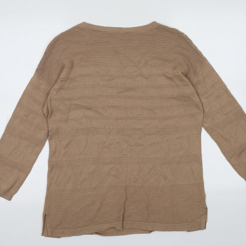 Isaac Mizrahi Womens Brown Striped Cotton Pullover Sweatshirt Size M  Pullover