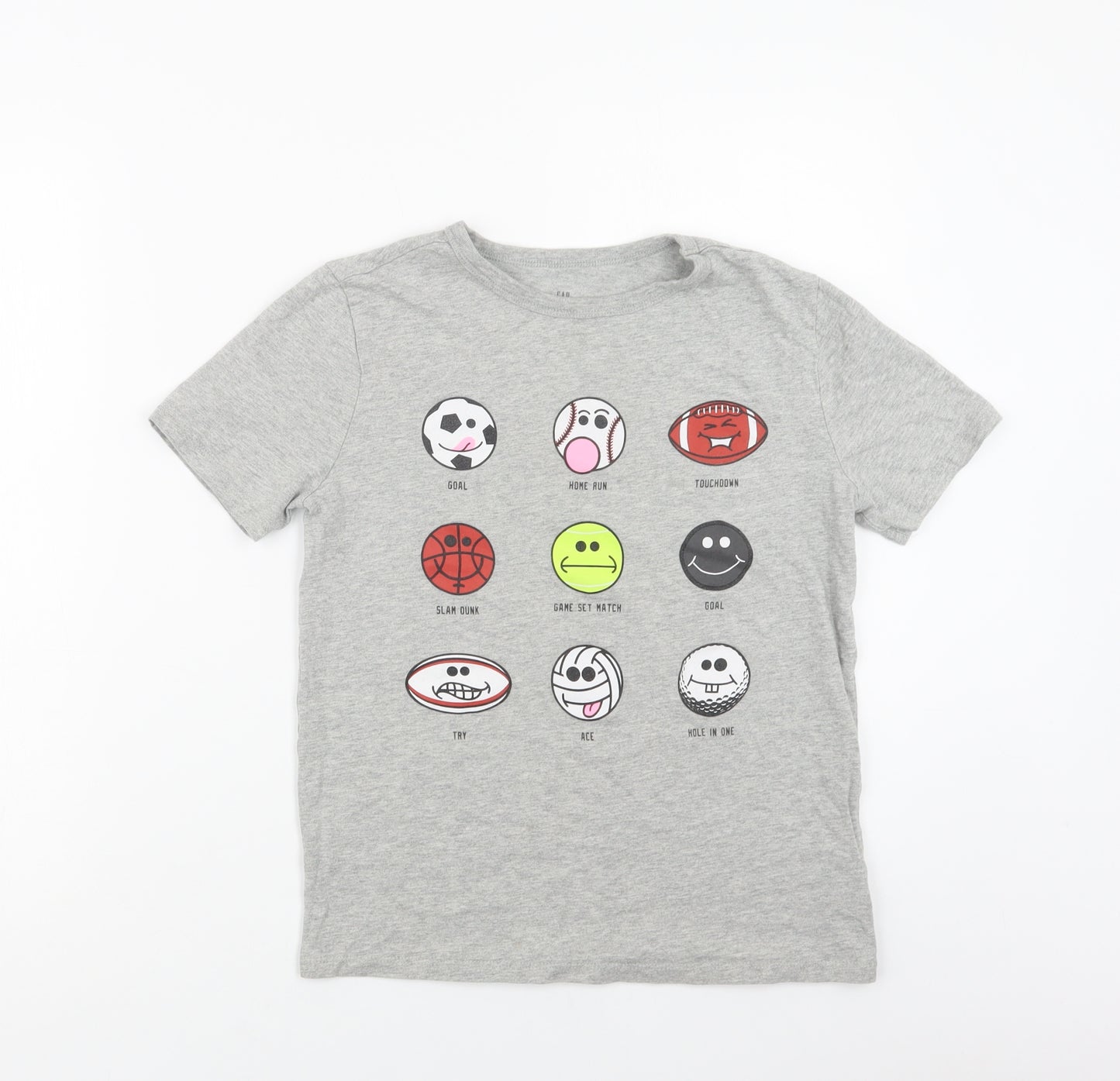 Gap` Boys Grey  Cotton Basic T-Shirt Size 10-11 Years Crew Neck