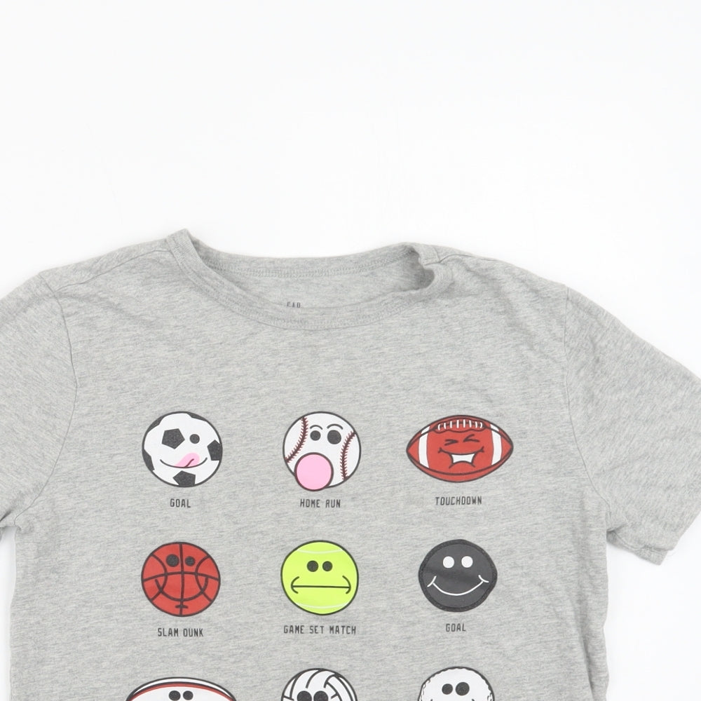 Gap` Boys Grey  Cotton Basic T-Shirt Size 10-11 Years Crew Neck