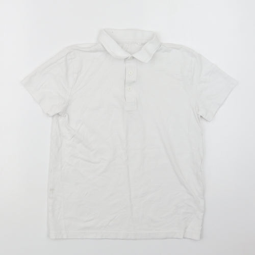 NEXT Girls White  Cotton Basic Polo Size 12 Years Collared Button - School Wear