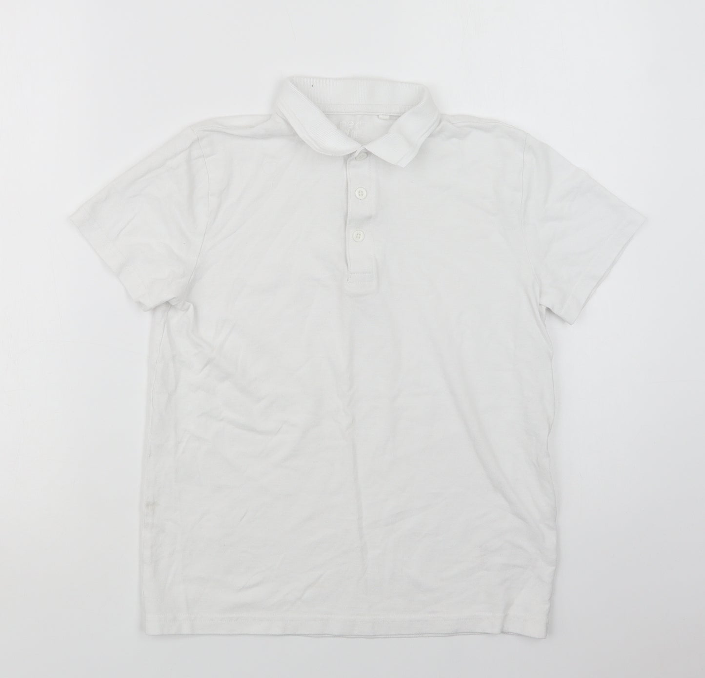 NEXT Girls White  Cotton Basic Polo Size 12 Years Collared Button - School Wear