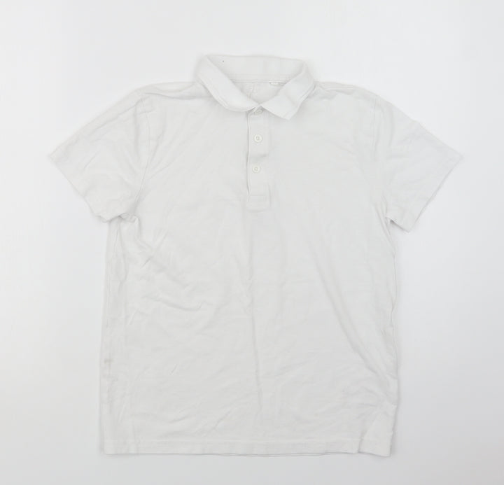 NEXT Girls White  Cotton Basic Polo Size 12 Years Collared Button - School Wear