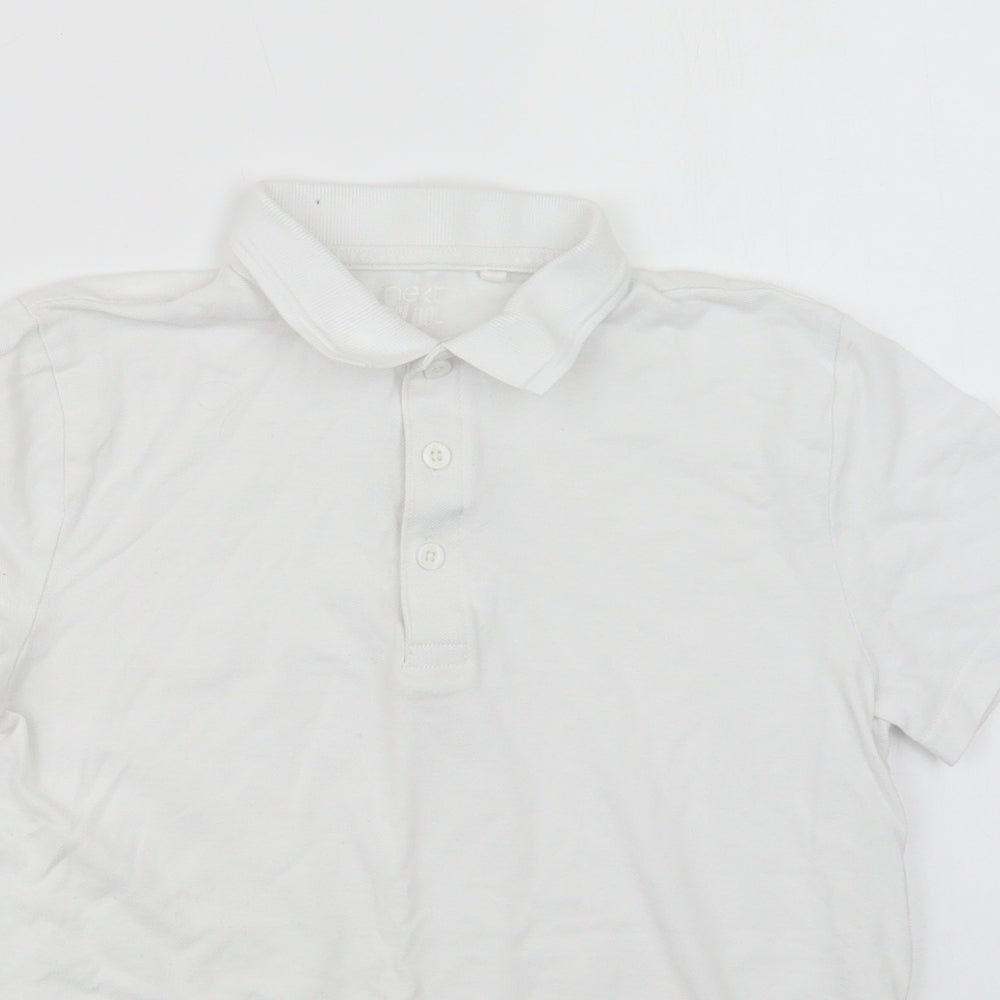 NEXT Girls White  Cotton Basic Polo Size 12 Years Collared Button - School Wear