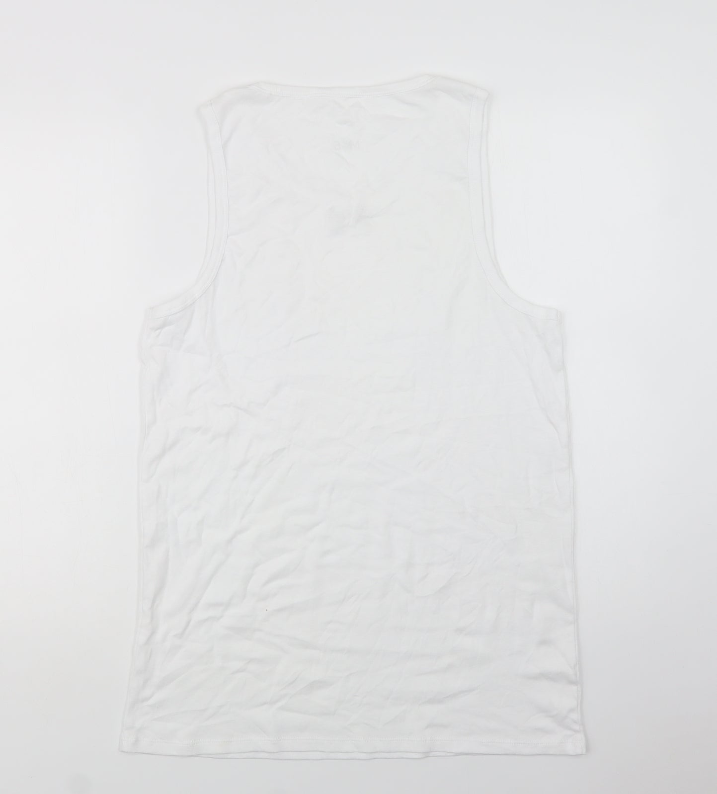 M&S Mens White  Cotton  T-Shirt Size XL Crew Neck