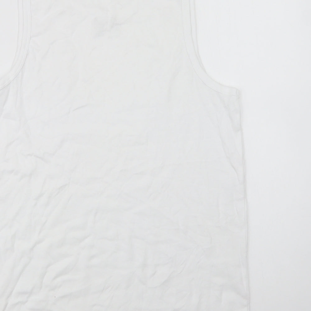 M&S Mens White  Cotton  T-Shirt Size XL Crew Neck