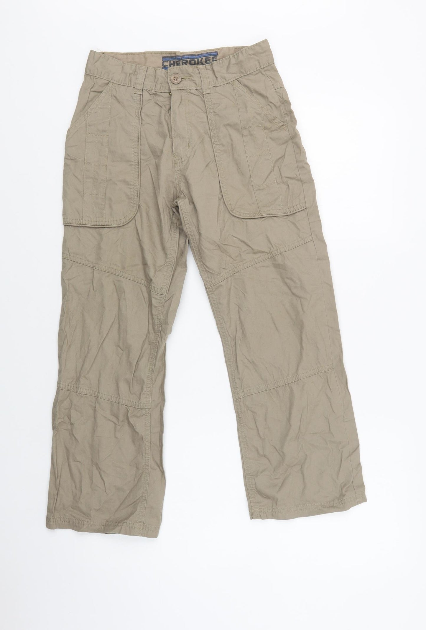 Cherokee Boys Beige  Cotton Cargo Trousers Size 9-10 Years  Regular Button
