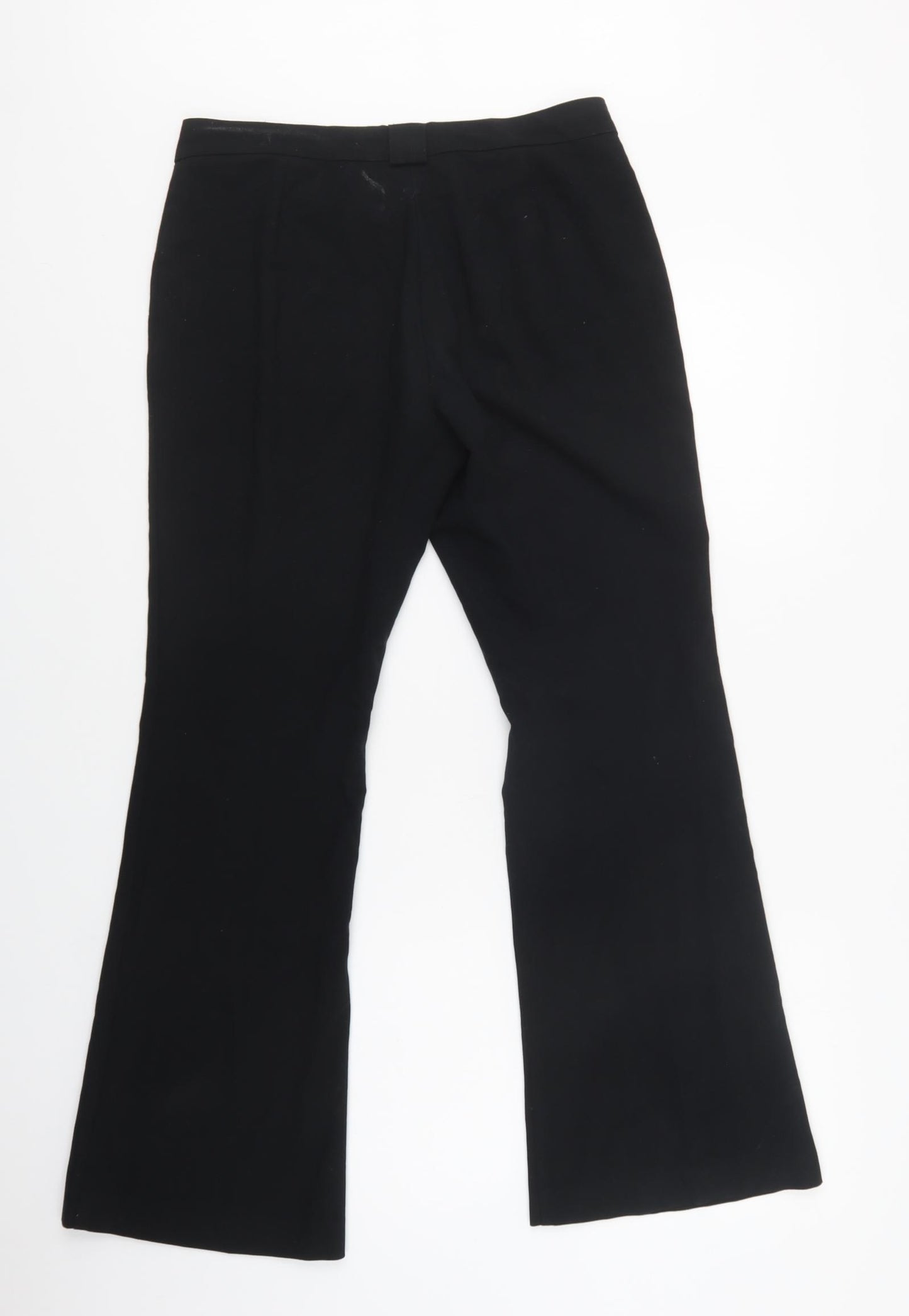 M&S Womens Black  Polyester Dress Pants Trousers Size 10 L29 in Regular Hook & Loop