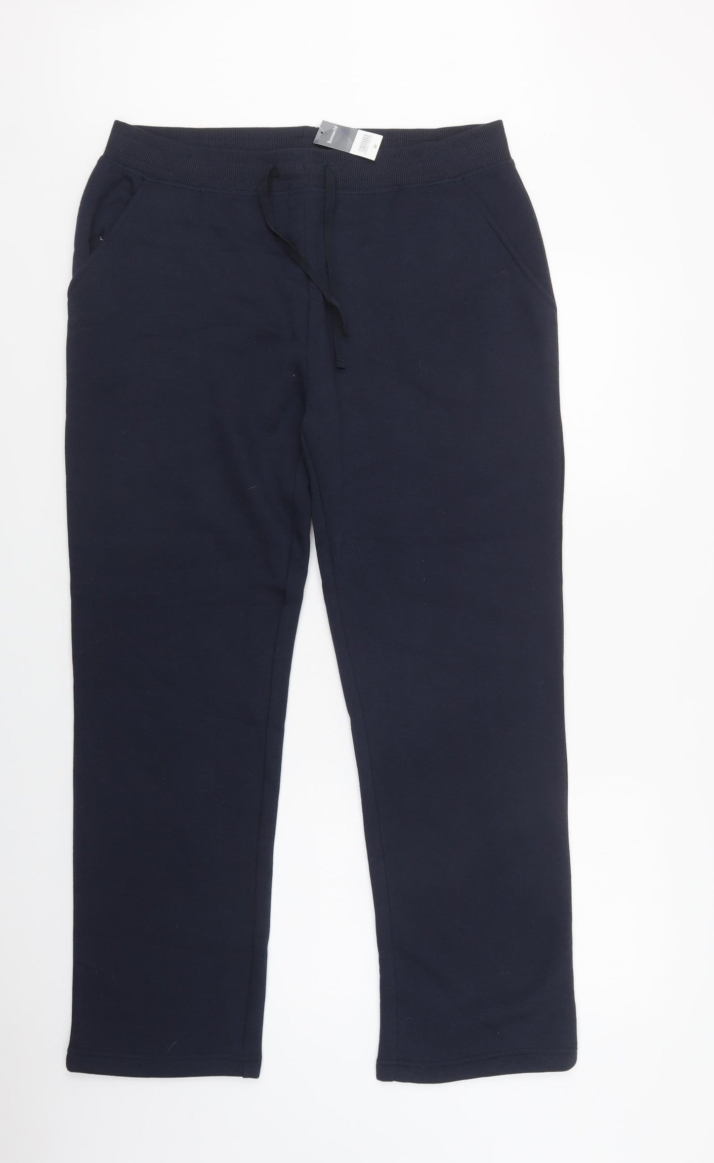 Bonmarché Womens Blue  Polyester Jogger Trousers Size 16 L31 in Regular Drawstring