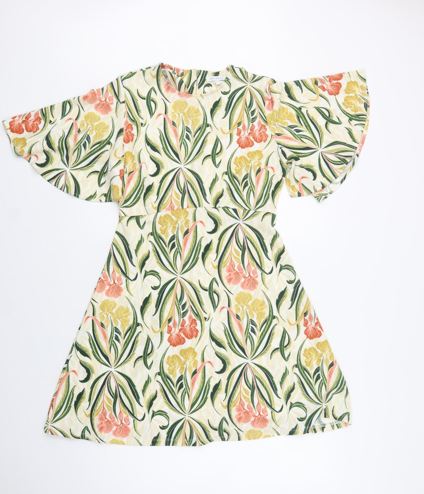 NEXT Womens Multicoloured Floral Polyester Fit & Flare  Size 12  Round Neck Button
