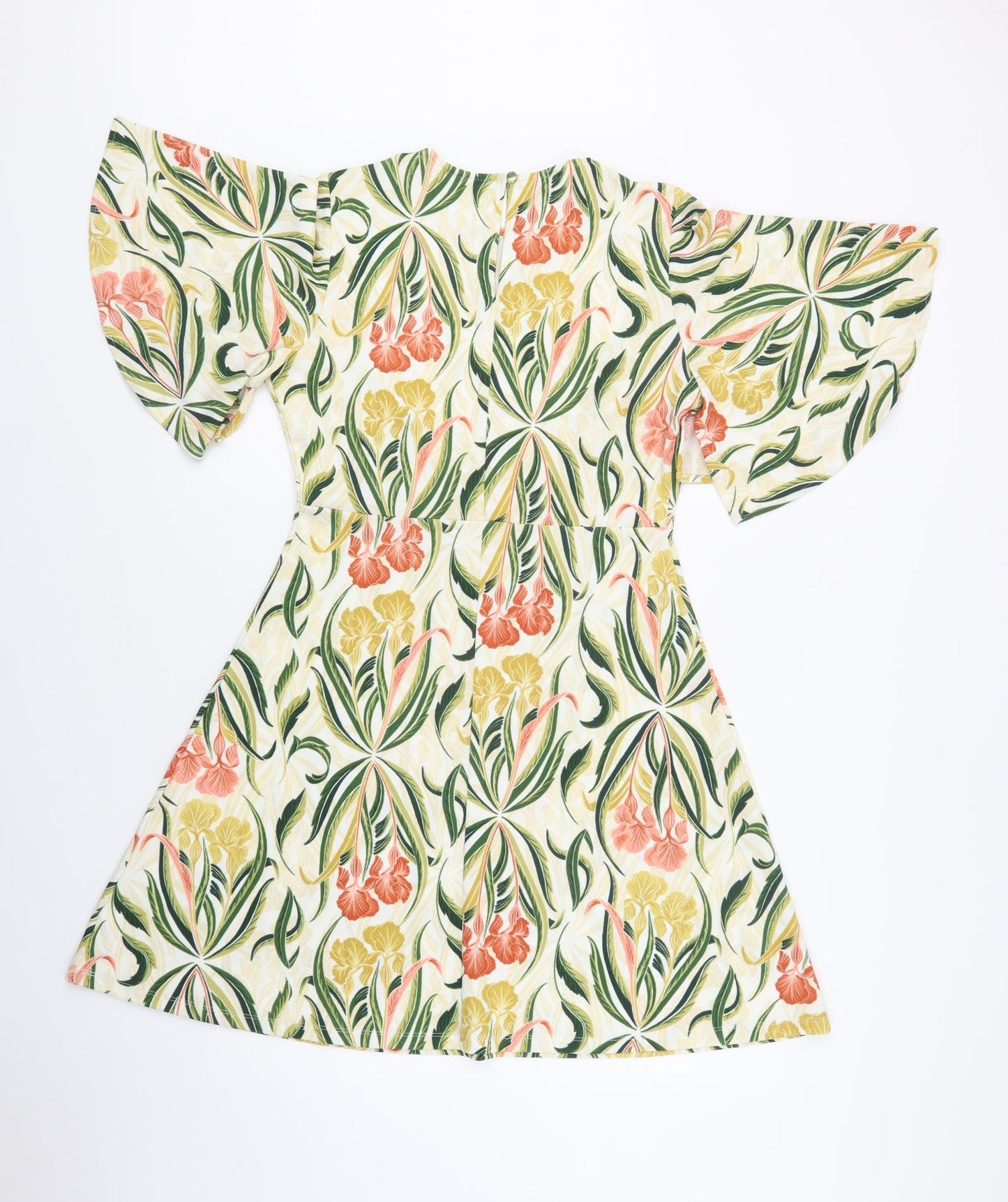 NEXT Womens Multicoloured Floral Polyester Fit & Flare  Size 12  Round Neck Button