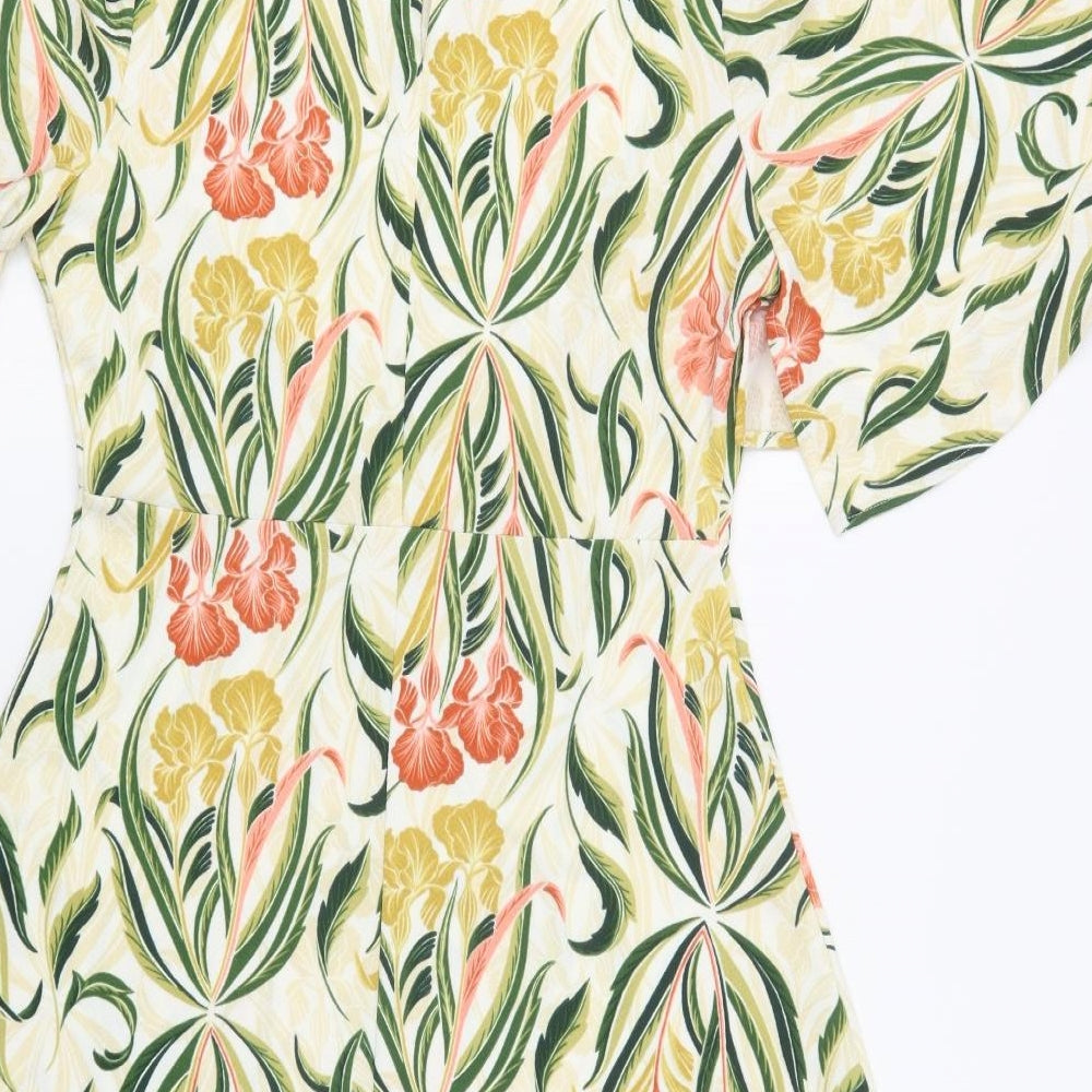 NEXT Womens Multicoloured Floral Polyester Fit & Flare  Size 12  Round Neck Button