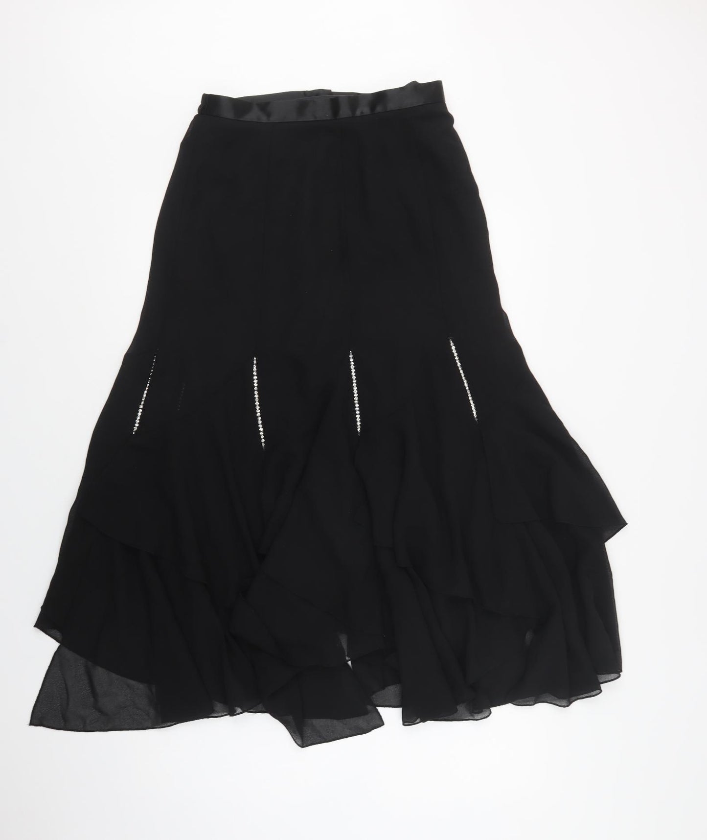 Roman Womens Black  Polyester Maxi Skirt Size 12   Button