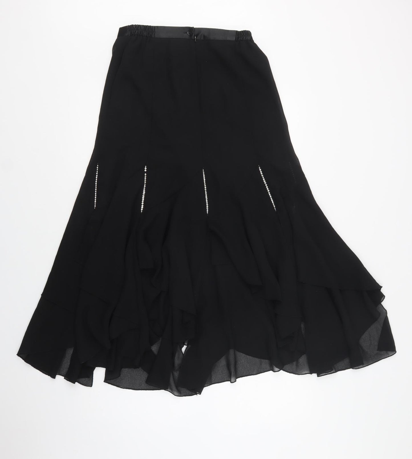 Roman Womens Black  Polyester Maxi Skirt Size 12   Button