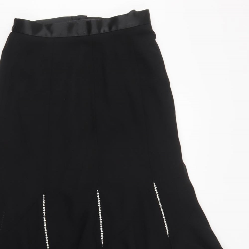 Roman Womens Black  Polyester Maxi Skirt Size 12   Button