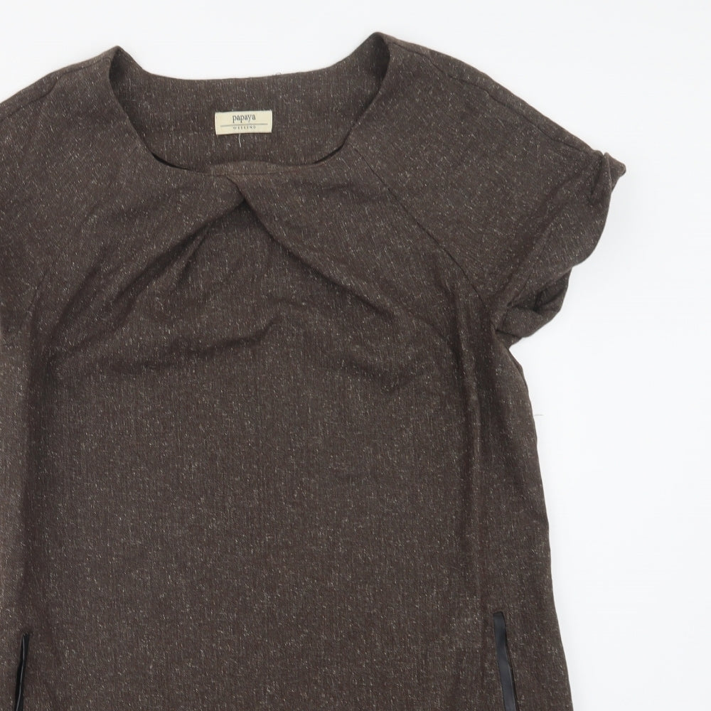 Papaya Womens Brown  Polyester Shift  Size 16  Crew Neck