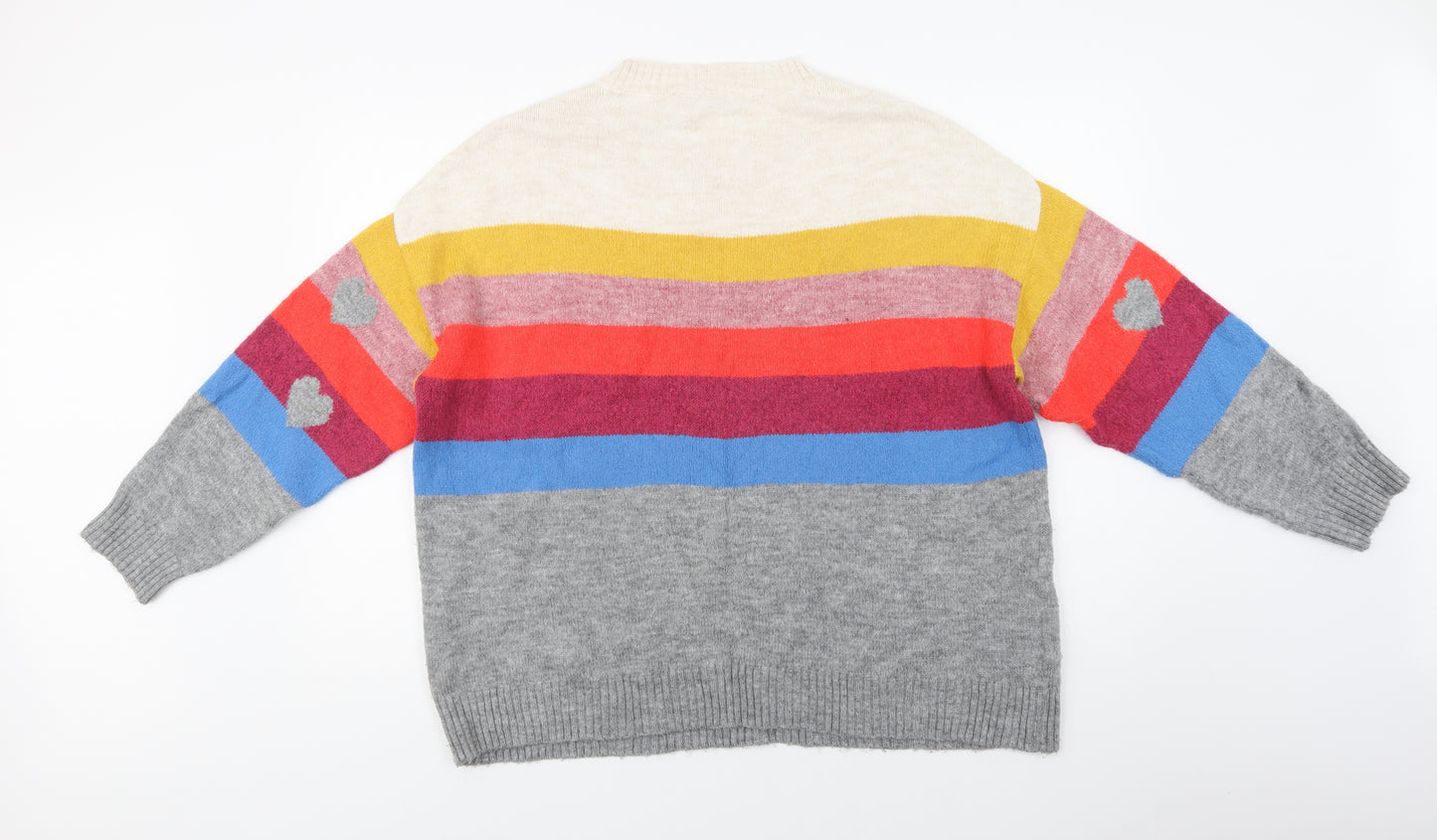 NEXT Womens Multicoloured Crew Neck Striped Polyester Pullover Jumper Size L
