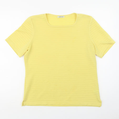 Platinum Womens Yellow  Polyester Basic Blouse Size M Crew Neck