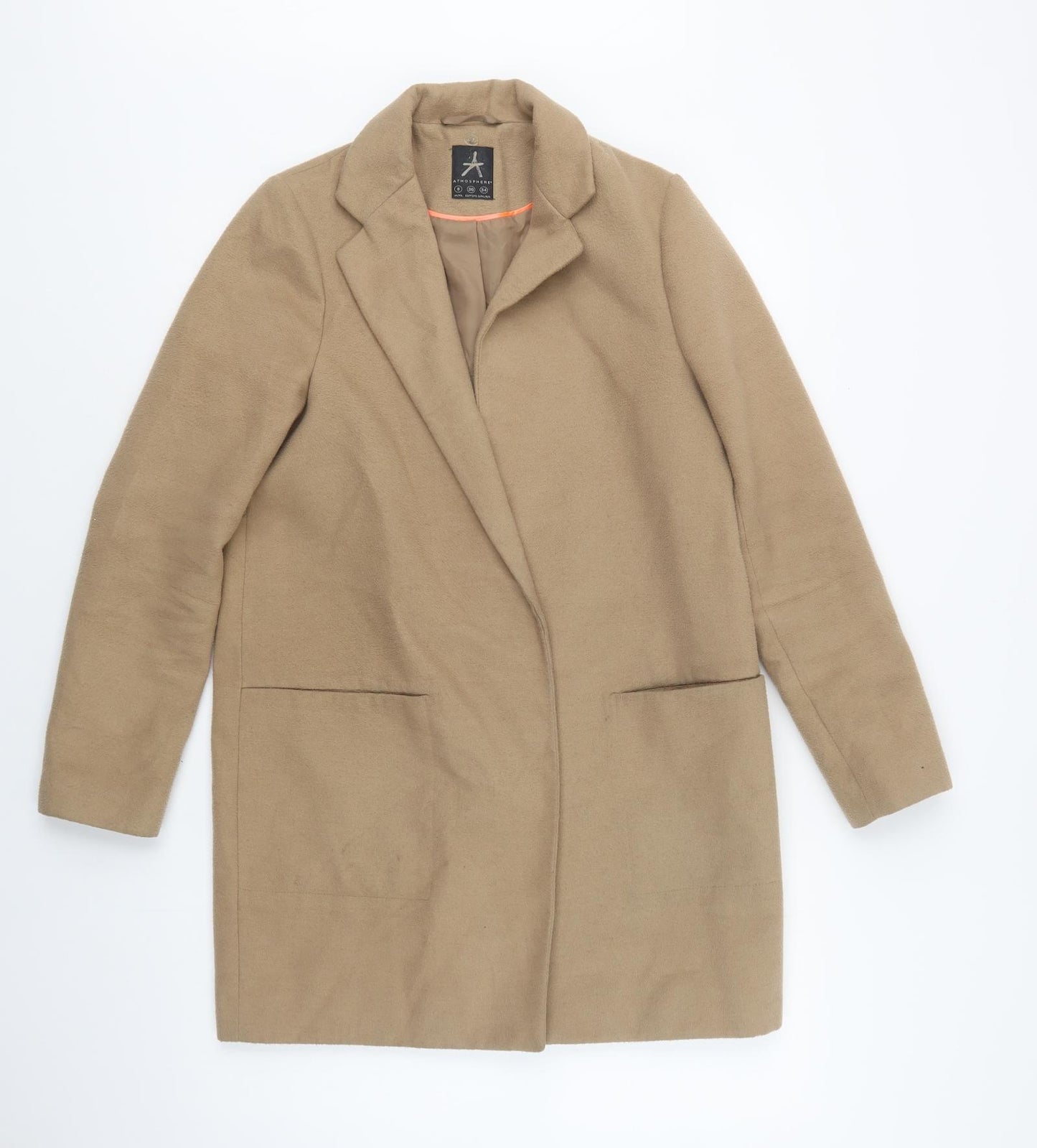Primark Womens Beige   Overcoat Coat Size 8  Snap