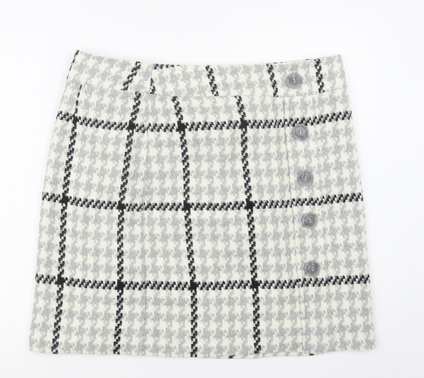 M&S Womens Grey Check Acrylic A-Line Skirt Size 18   Zip